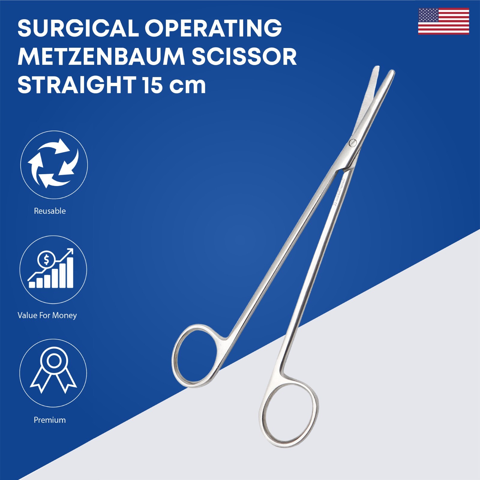 Surgical Operating Metzenbaum Scissor Straight 15 cm Premium Surgical Tools
