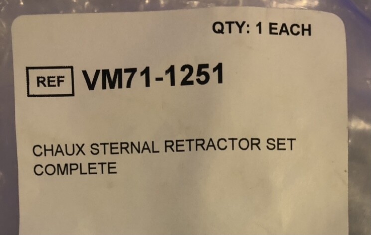 NEW – V. Mueller Surgical Chaux/IMA Sternal Retractor Set, VM71-1251
