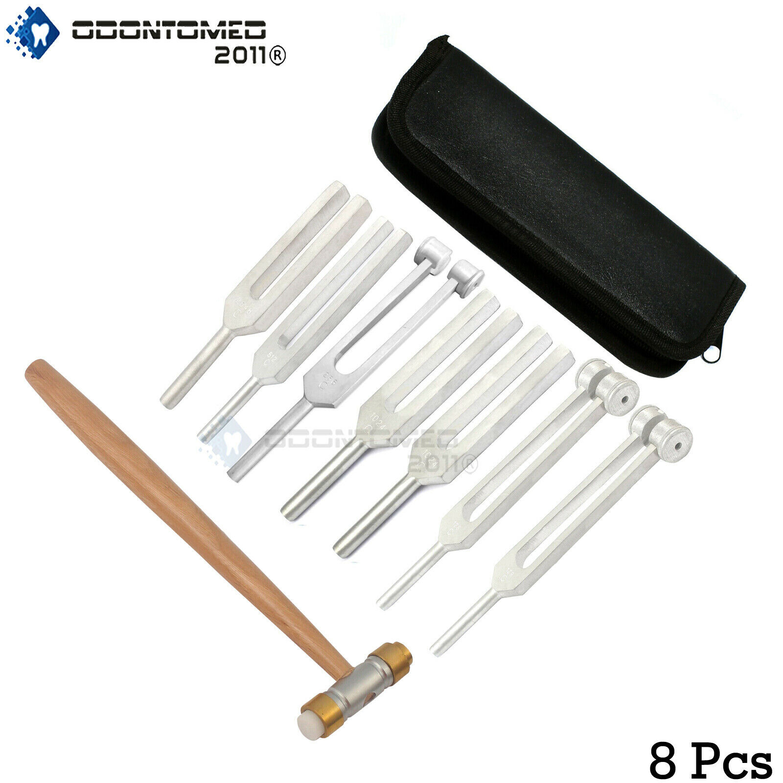 8Pcs Medical Tuning Fork Set Instruments Healing Vibration Therapy Chakra Hammer