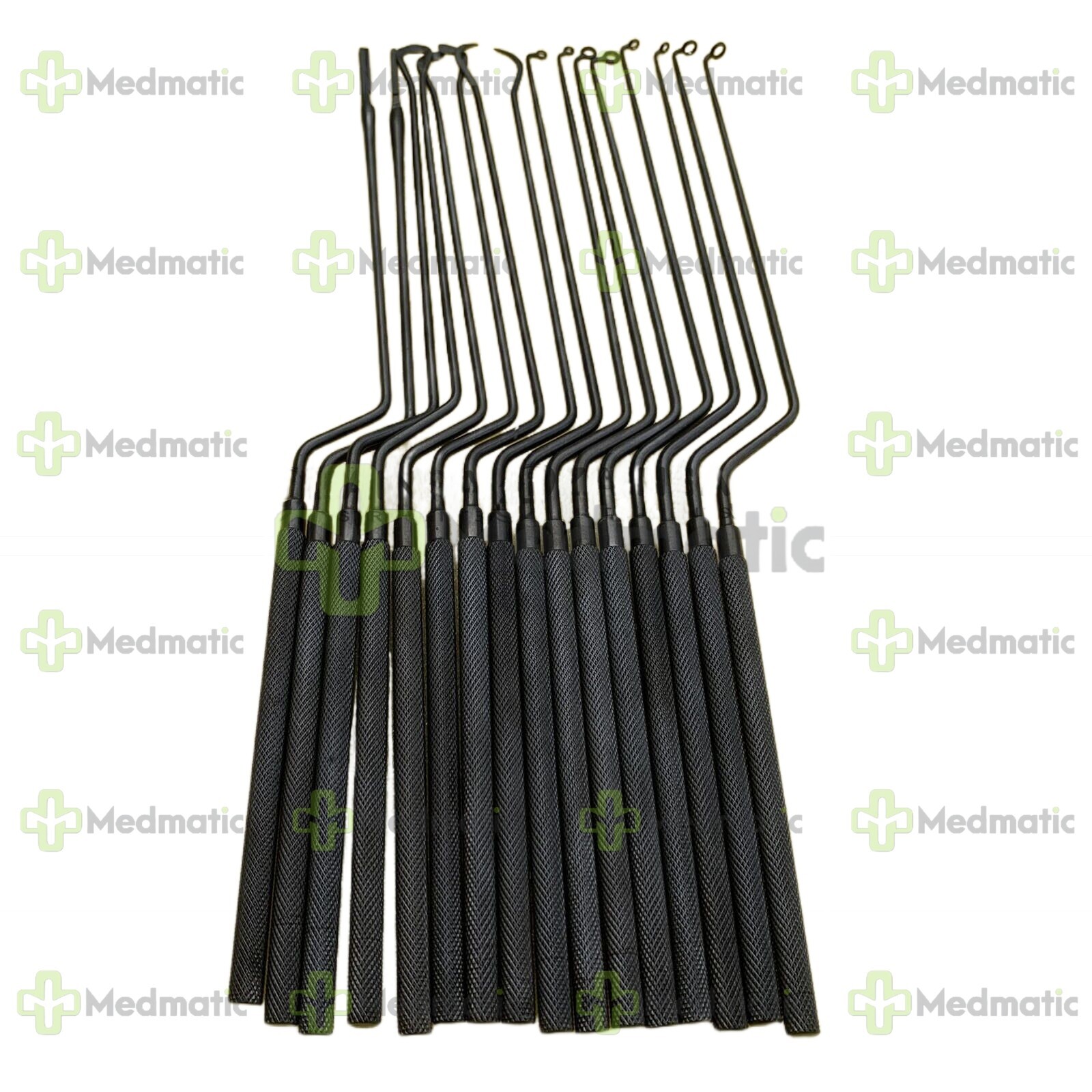 Rhoton Micro Dissector Bayonet Set 16 PCs Black Neurosurgery Instruments