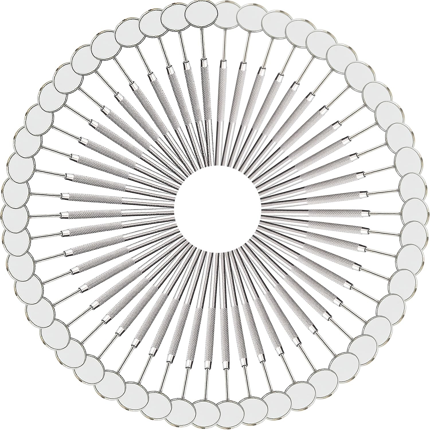 50 Piece Dental Mirror #5 (45°) Degree Curved Design Mirror Head With Knurled