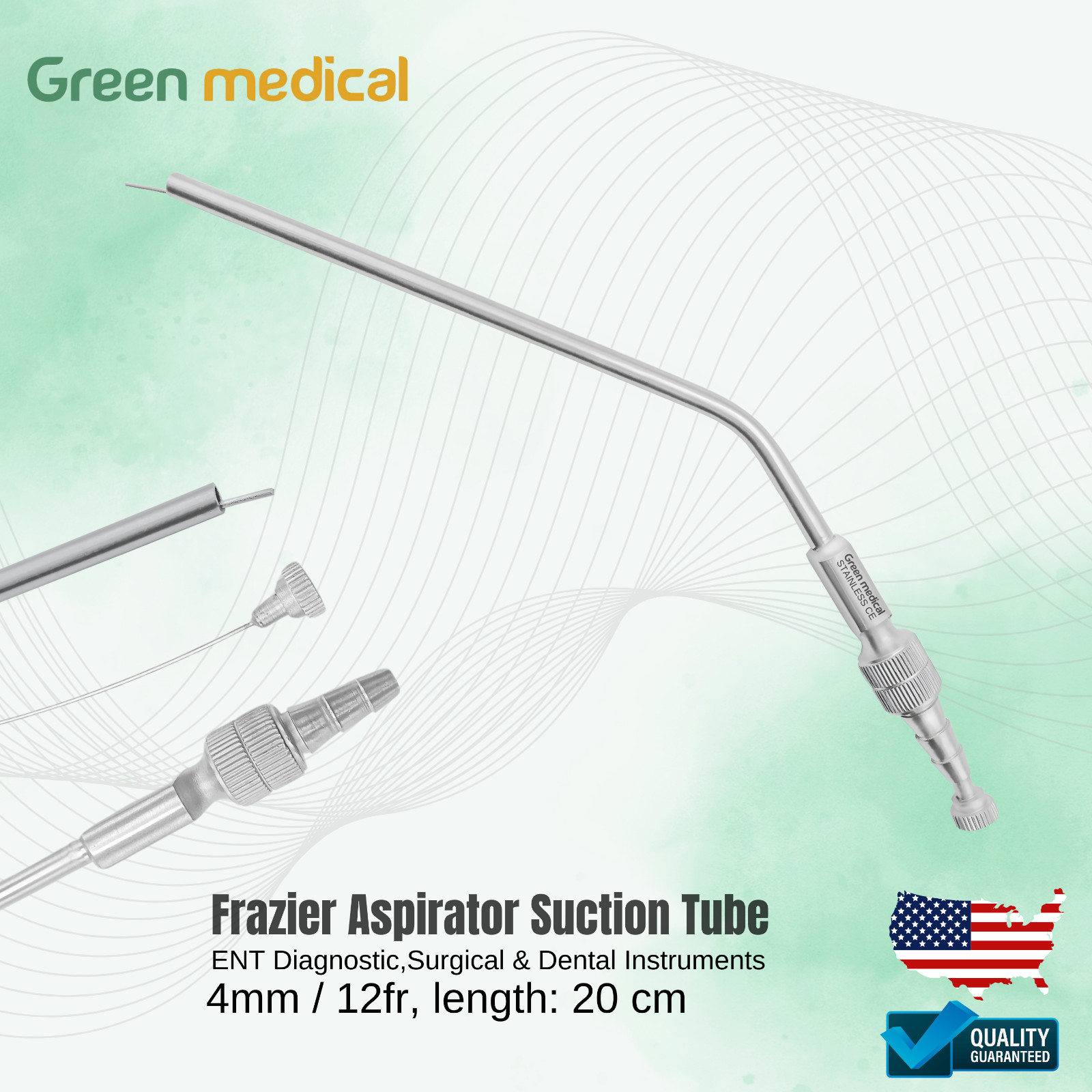 Frazier Suction Surgical Tube 12fr (4mm) 20cm Aspirator Diagnostic Instruments
