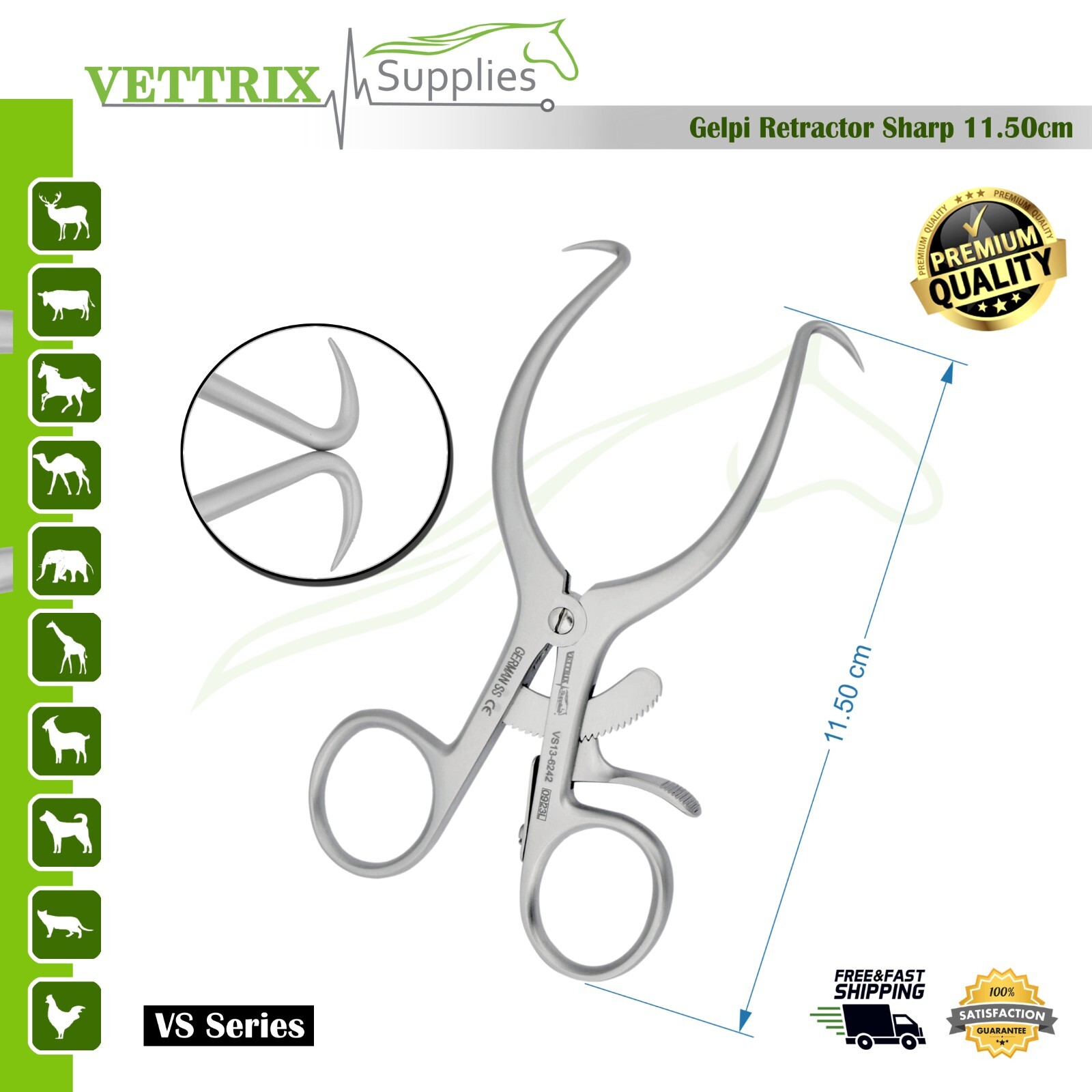 Gelpi Retractor Sharp11.5cm High Quality Surgical Instruments, German SS CE