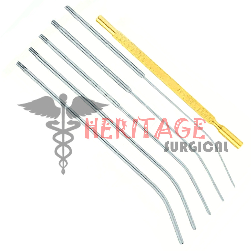 Mini Cervical Dilator Set (Set of 5 Pieces with Gold Handle) with Case