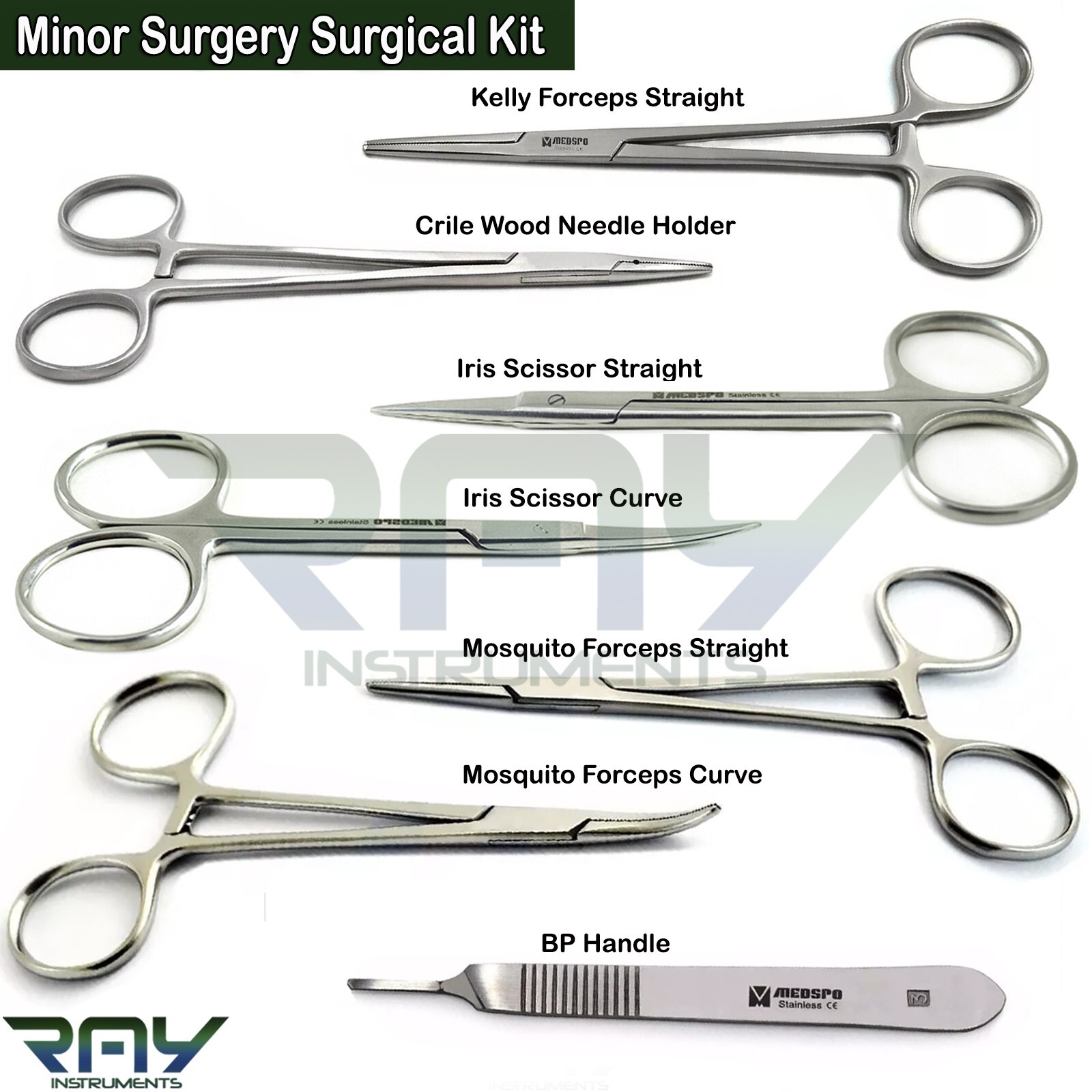 7 Pcs Veterinary Minor Surgery Instruments Kit Surgical Dissection Tools