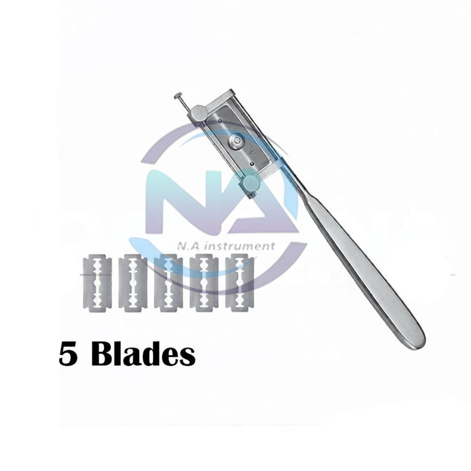 Silver Skin Graft Knife Handle with Dermatome 5 Free Blade Surgical Instruments