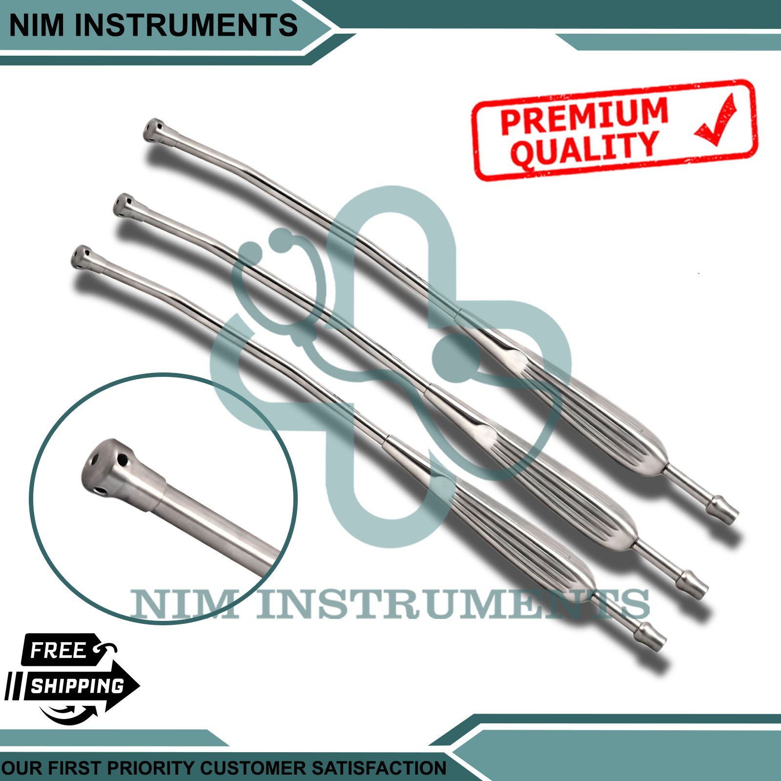 3pcs Long Suction Tubes 45cm | Thoracic VAT Surgery Set | Reusable Aspirator