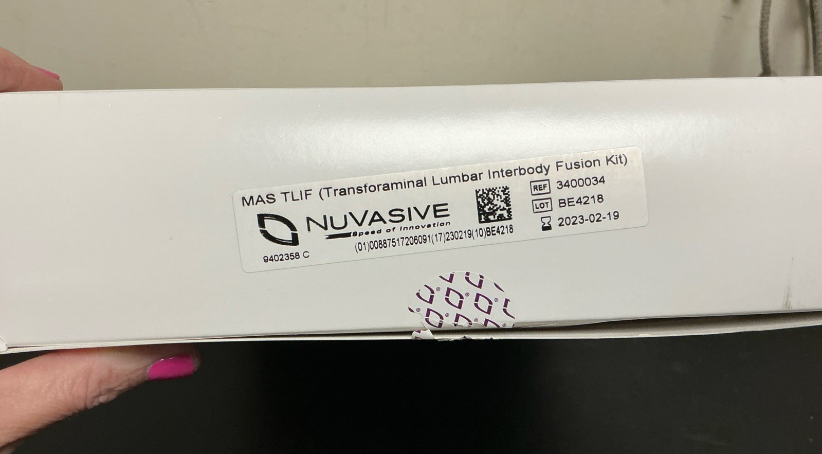 NuVasive MAS TLIF | Ref 3400034 | Exp. 2023-02-19