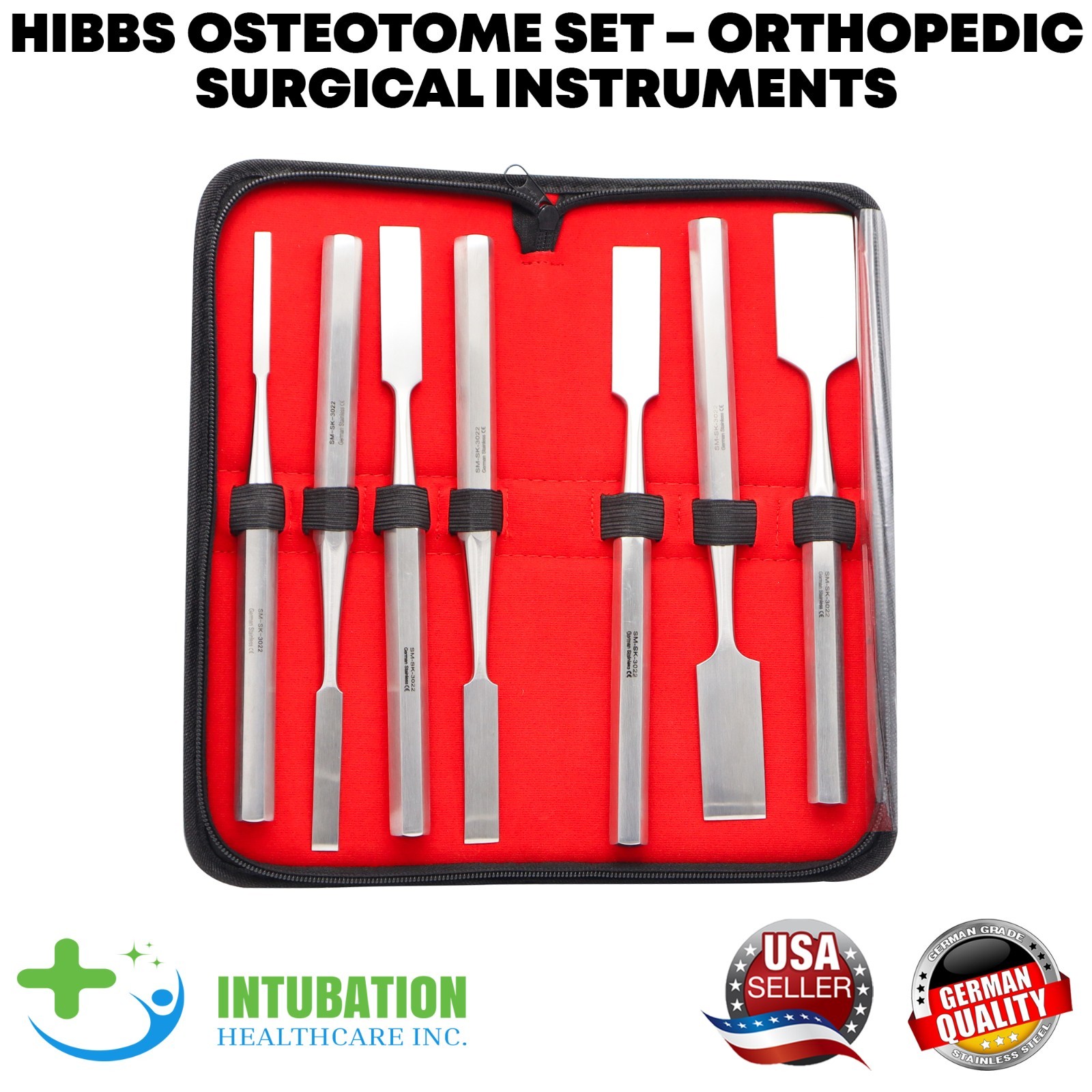 7 Pcs Hibbs Osteotome Set Orthopedic Surgical Instruments German Grade