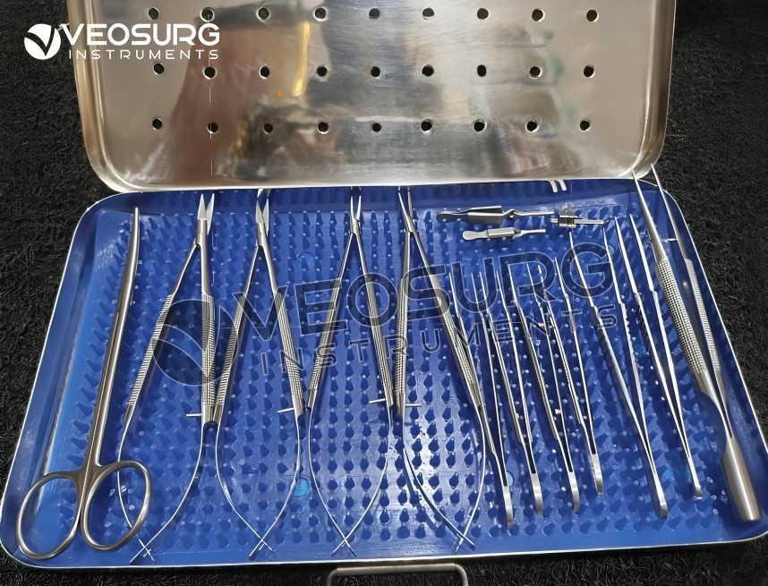 Basic Hand Surgery Set of Micro Surgical Instruments With Case