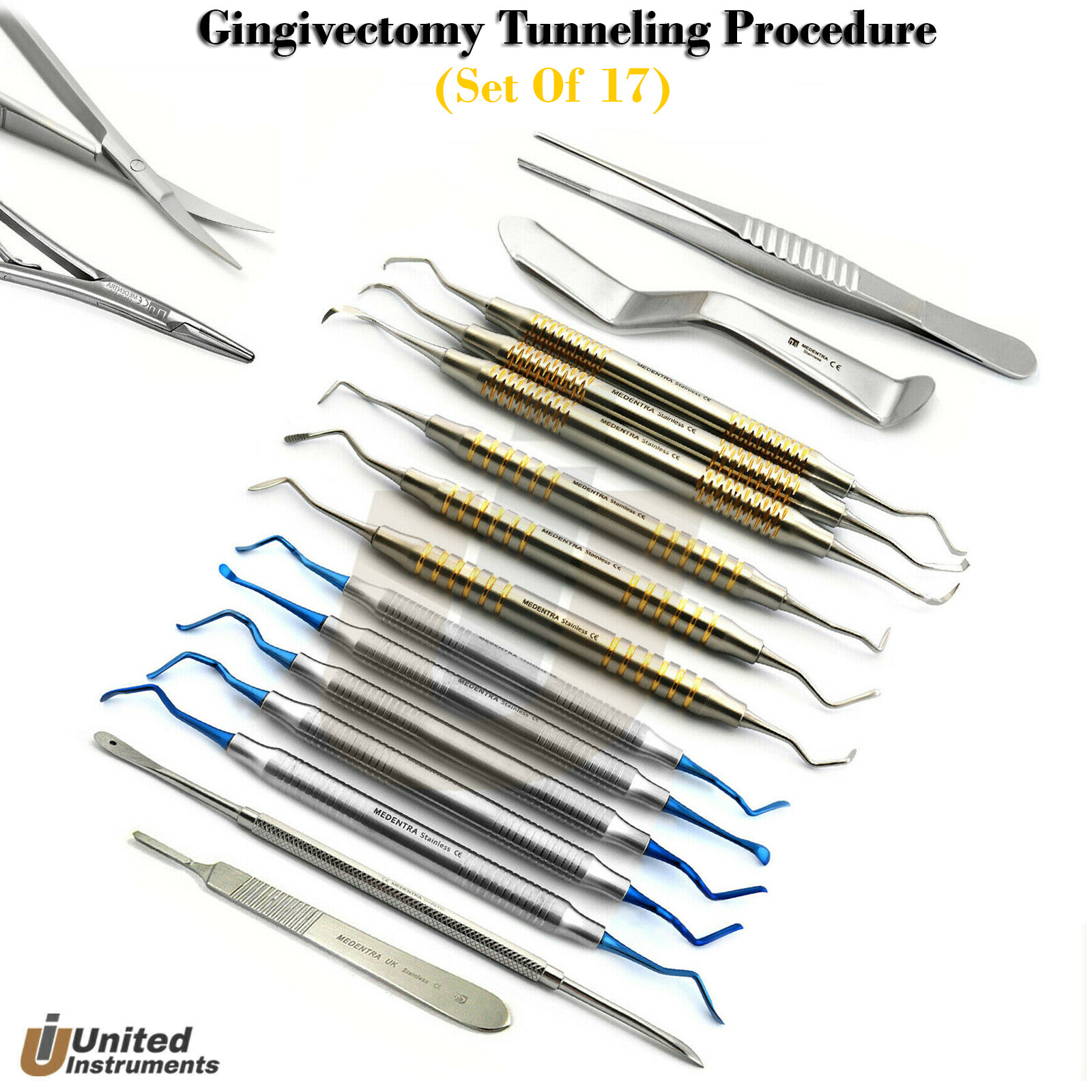 MEDENTRA Perio Tunneling Kit Gingival Excising Interproximal Tissue Surgery Set