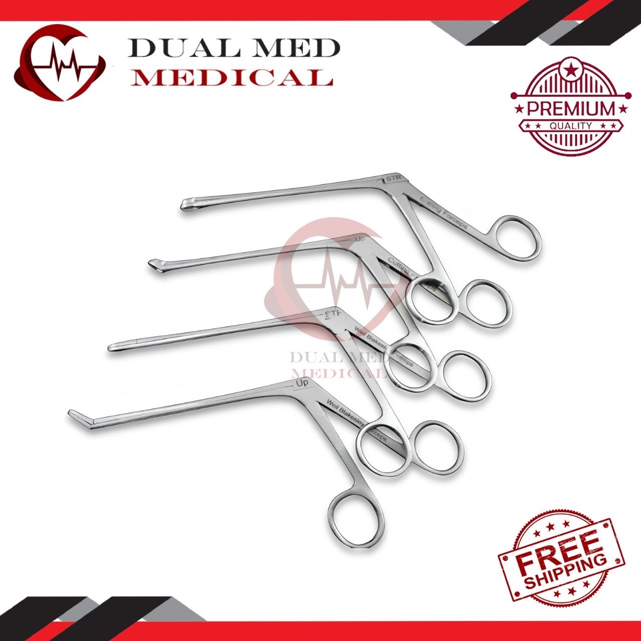 Weil Blakesley & Thru Cut Nasal Forceps Straight And 45 Degree 4 PCs Set