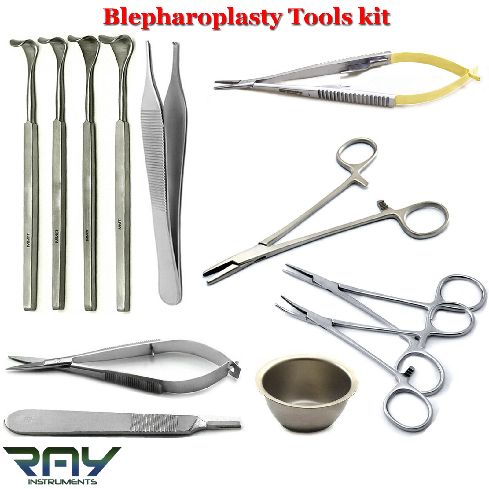 Blepharoplasty Instruments kit Eyelid Retractors Ophthalmic Micro Eye Surgery CE