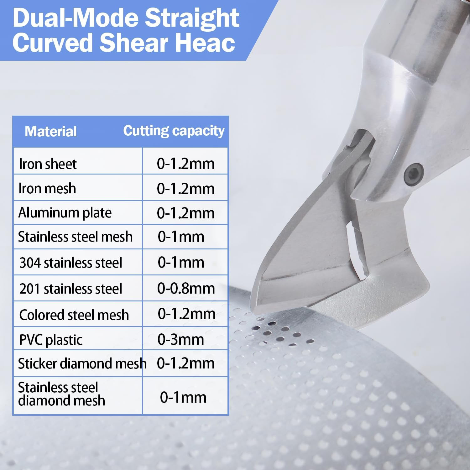 360° Pivoting Drill Metal Shear Attachment – for Curved & Straight Cutting, Prof