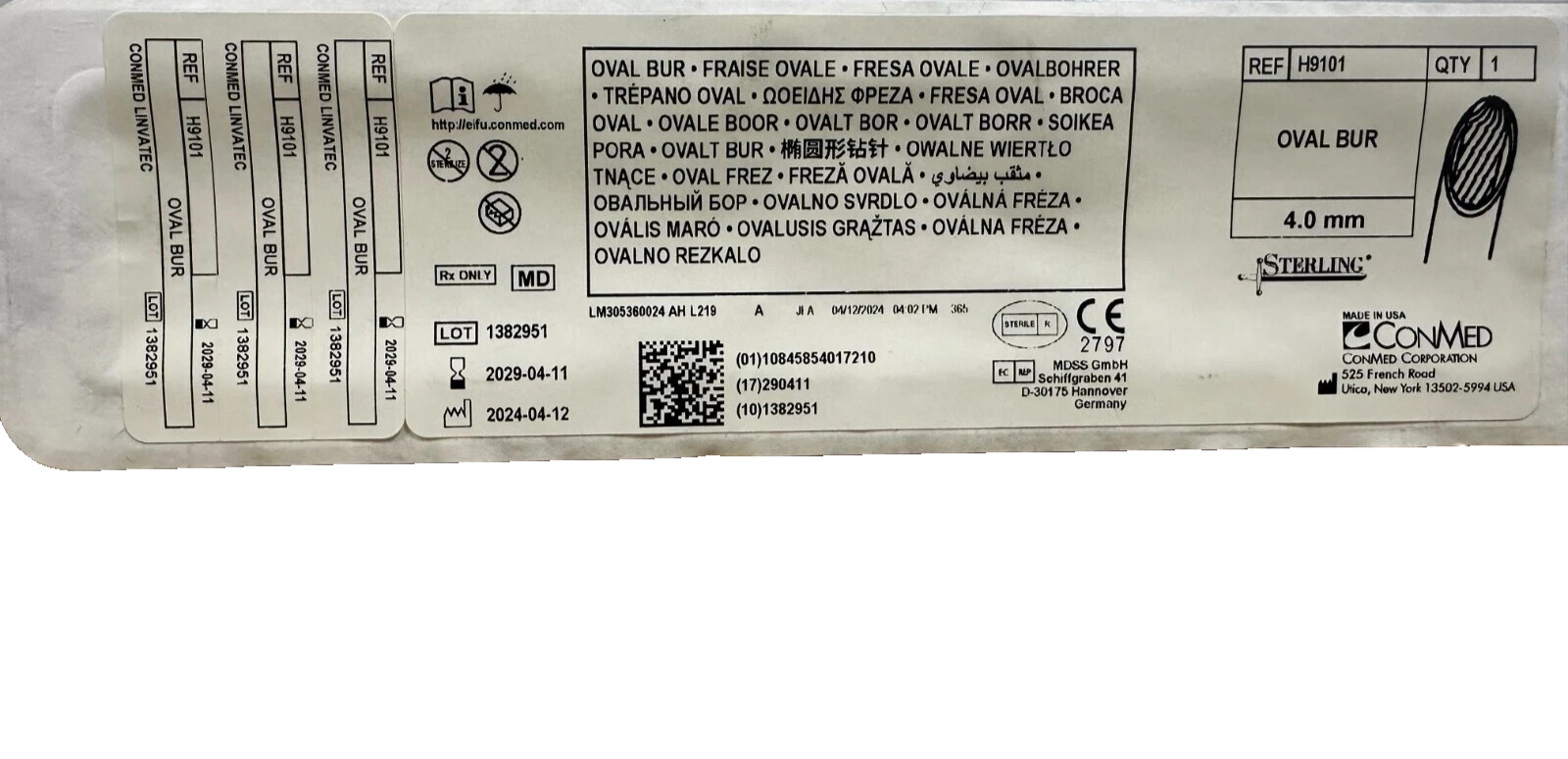 CONMED OVAL BUR REF: H9101 4.0 mm – Price for one Single 1 item!