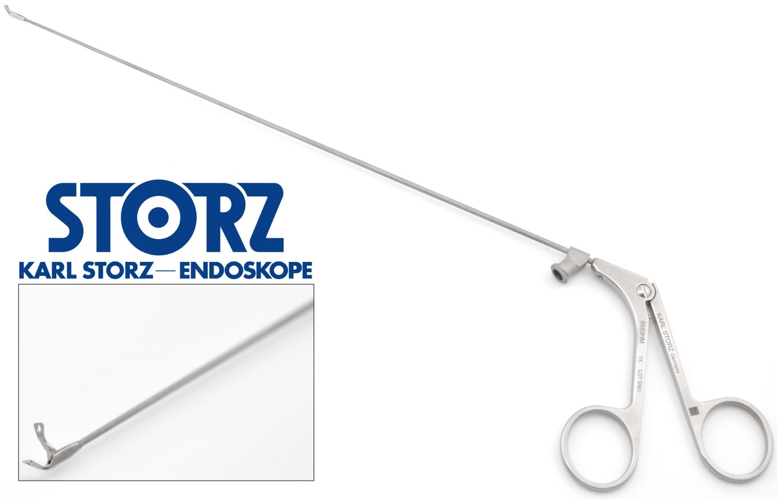 KARL STORZ 8593HM Triangular Delicate Micro Grasping Forceps 45° Curved Up Left