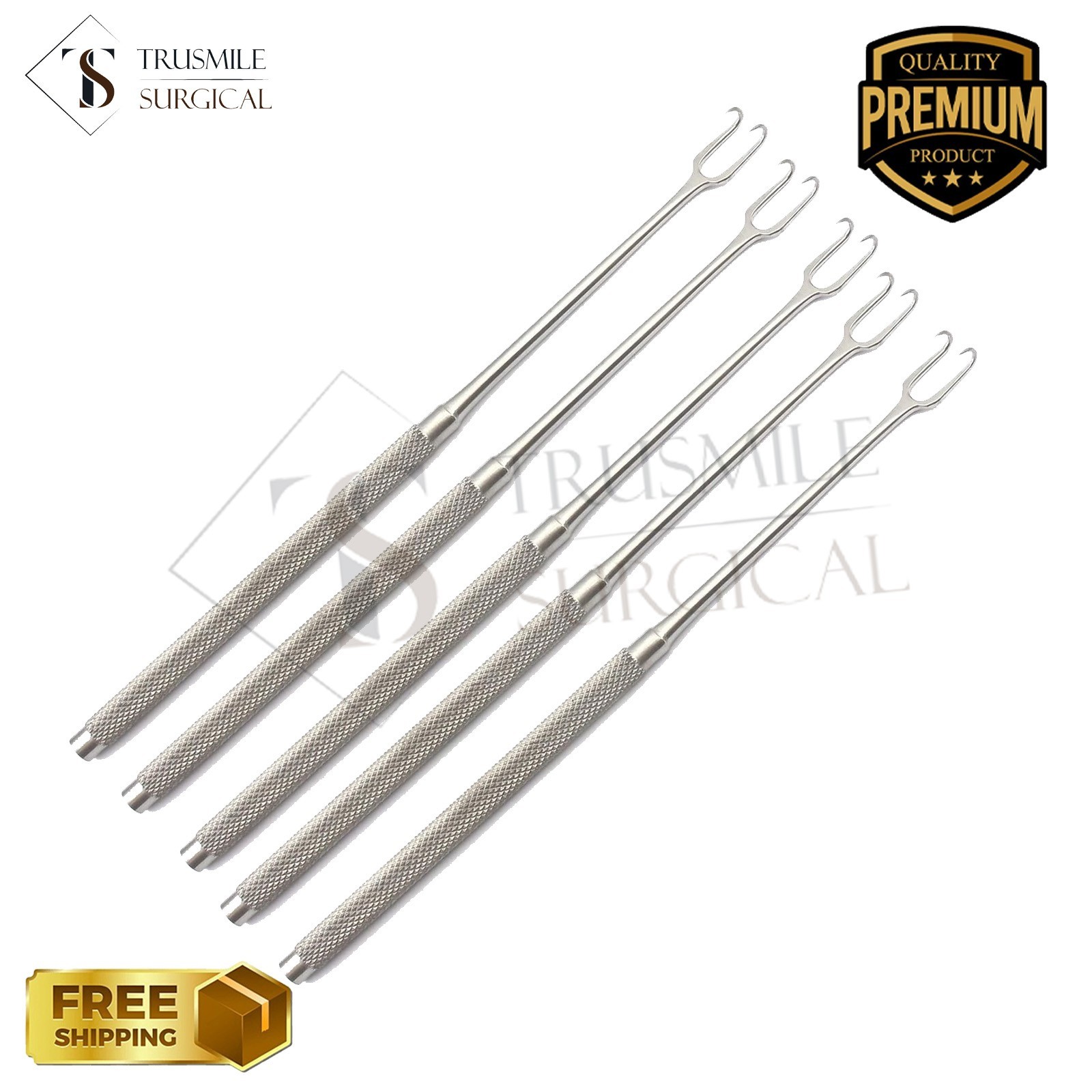 Set Of 5 Double 2 Prong Joseph Skin Hook 6.25″ 5mm Dermal Surgical Instruments