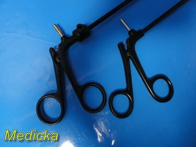 2X V. Mueller LA8247 Biopsy Punch, Serrated 5mm x 35cm W/ Hook Scissors ~ 25706