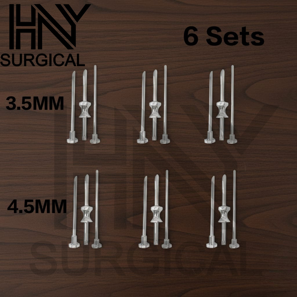 6 Sets HRT Trocar 3.5 mm and 4.5mm Hormone Replacement Pellet Insertion Kit