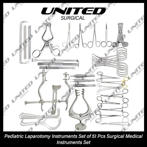 Pediatric Laparotomy Instruments Set of 51 Pcs Surgical Medical Instruments Set
