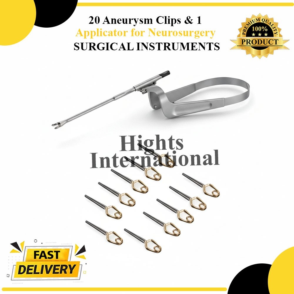 20 Aneurysm Clips & 1 Applicator for Neurosurgery SURGICAL INSTRUMENTS