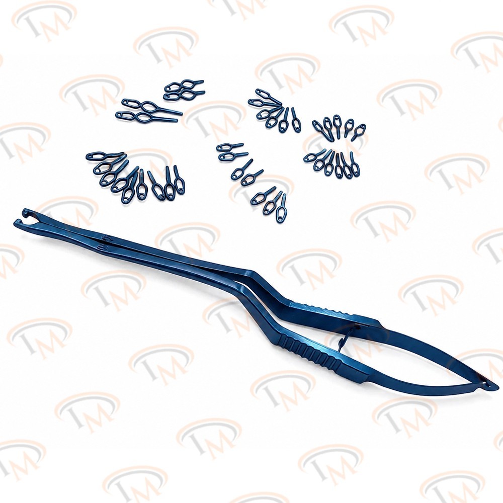 Aneurysm Titanium Clips Set | 40 Clips + Rotating Clip Applicator Instrument