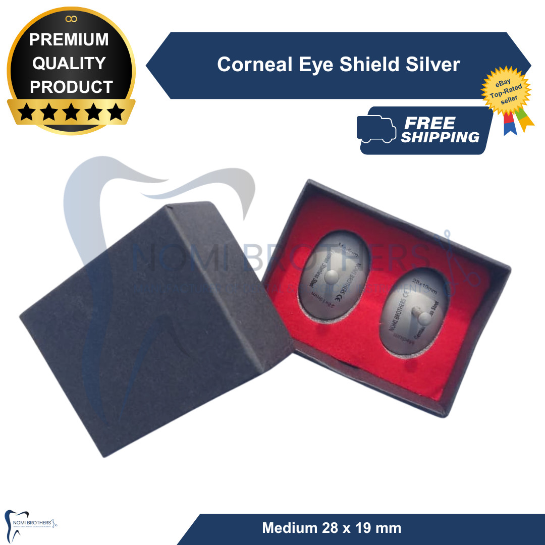 German Stainless Steel Corneal Shield Medium Autoclavable 28x19mm Eye Protector