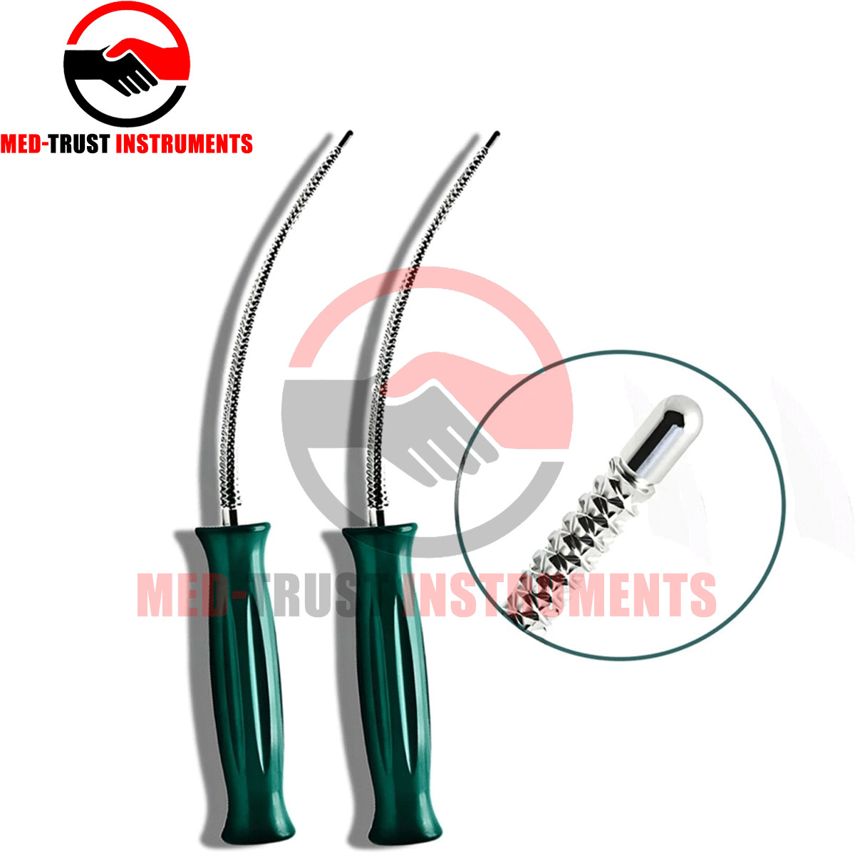 2x Unger Canal Finder Rasp 11 inch Curved Phenolic Handle Surgical instrument