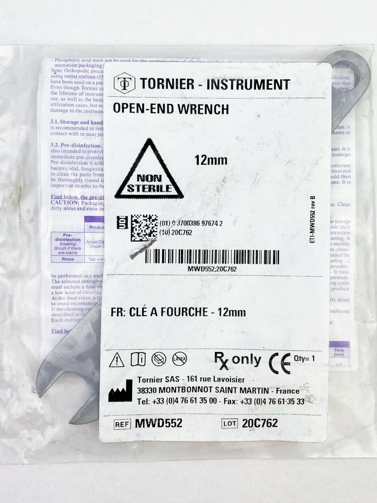 Tornier Instrument Open End Wrench 12mm for Aequalis PerFORM Glenoid System