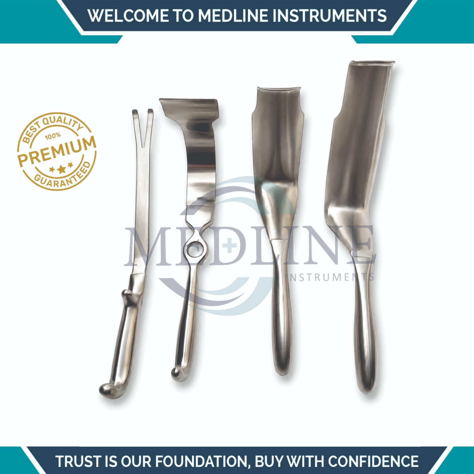 ST Mark Pelvis Retractor Deep Surgery 4 PCs Set Surgical Orthopedic Instruments