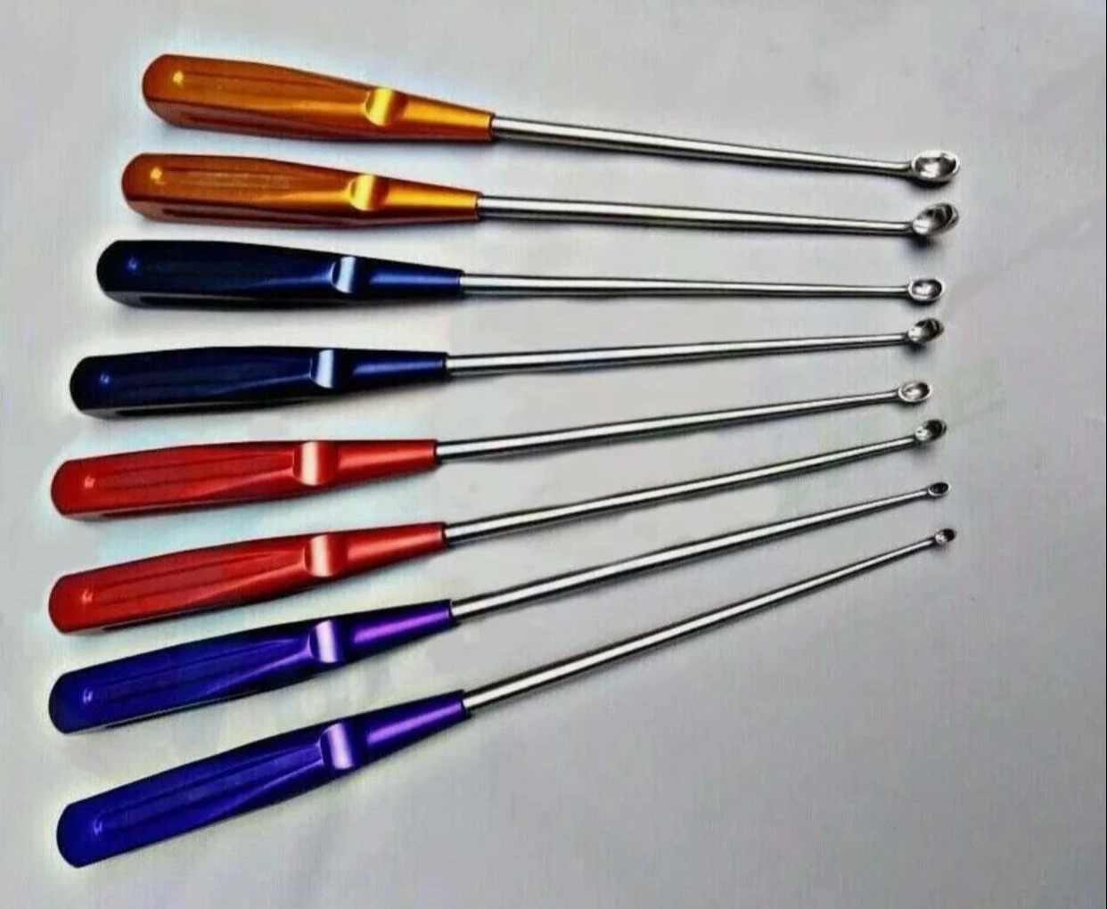Lot Of 9 V. Mueller Chroma-Line 10″ Upper Spine Curettes Neurology Spine