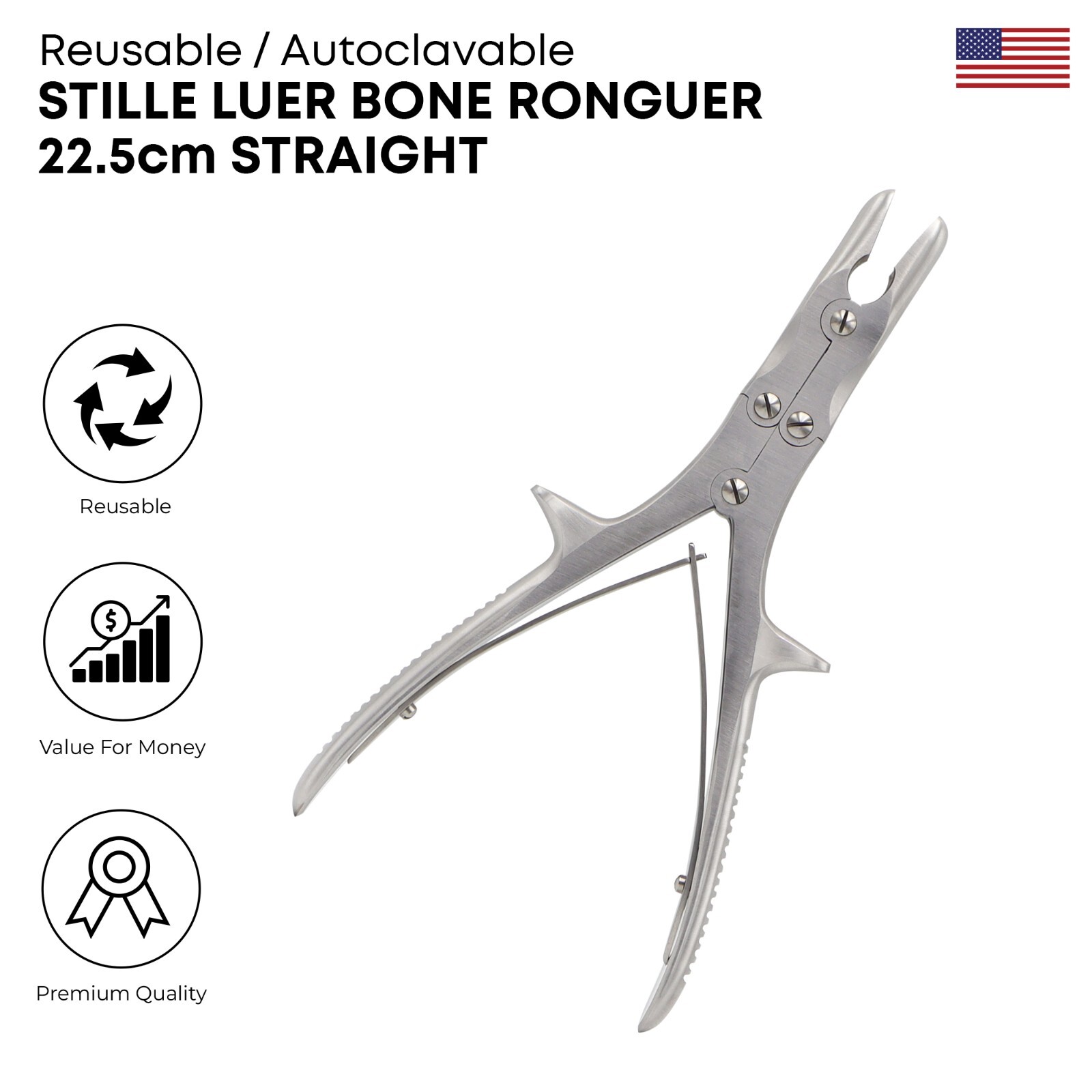 Stille Luer Bone Rongeur 22.5 cm Straight Stainless Steel Surgical Instruments