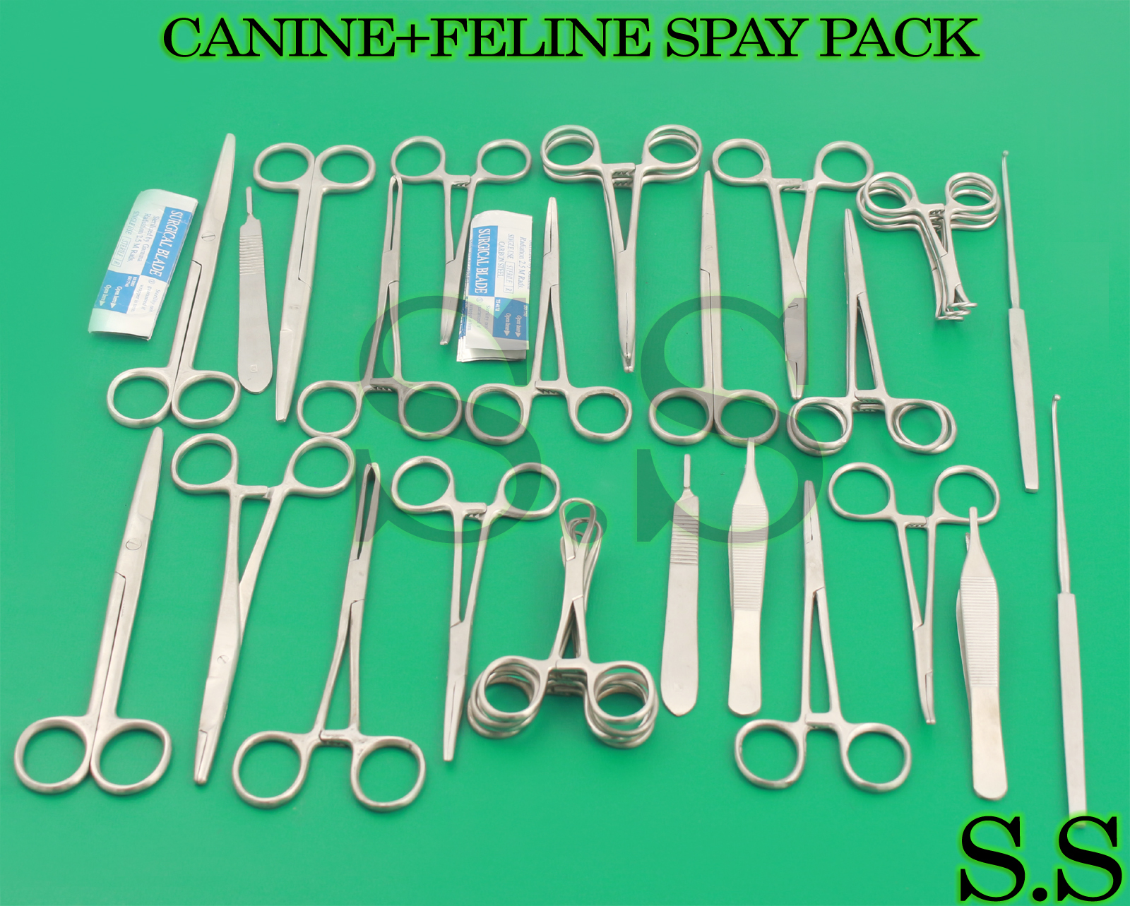 90 PCS CANINE+FELINE SPAY PACK VETERINARY SURGICAL INSTRUMENTS DS-1083