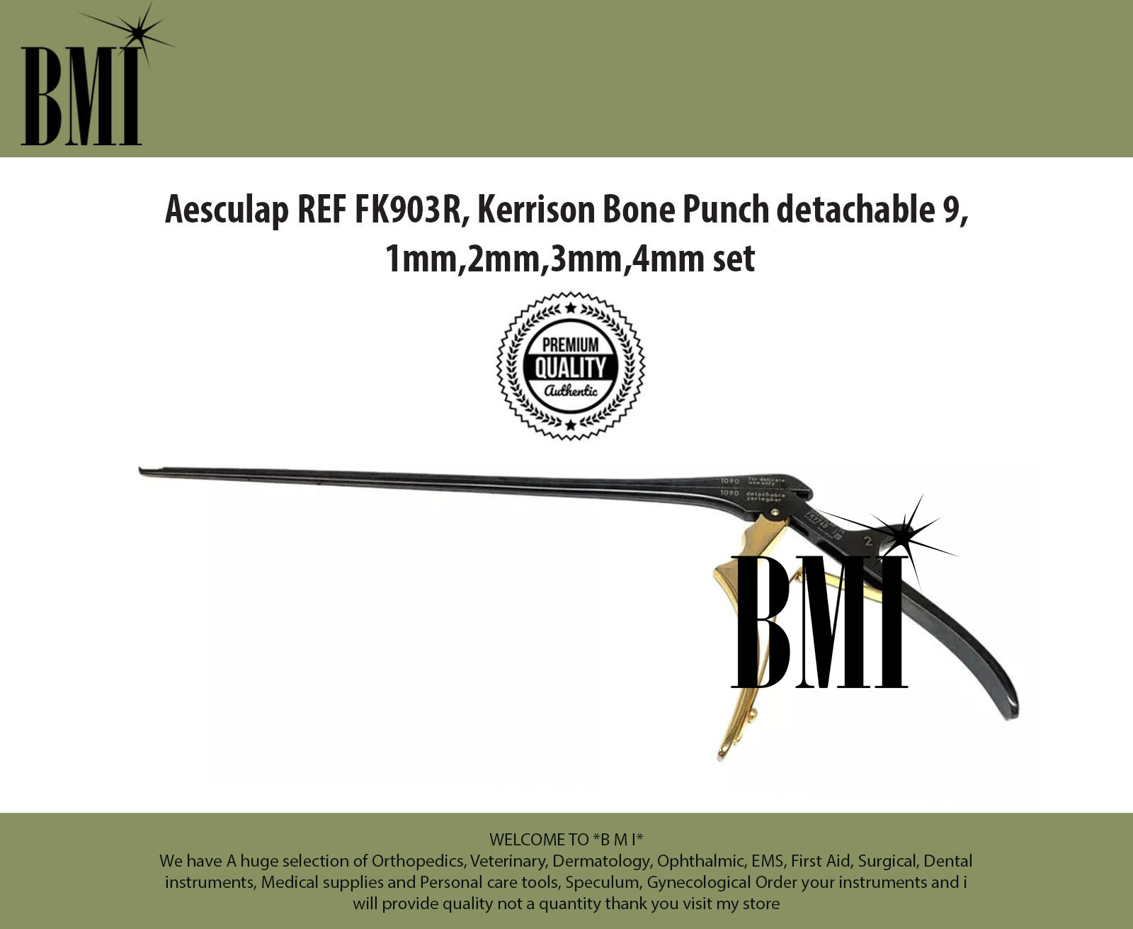 Aesculap REF-FK903R Kerrison Bone Punch detachable-9” 1mm,2mm,3mm,4mm set