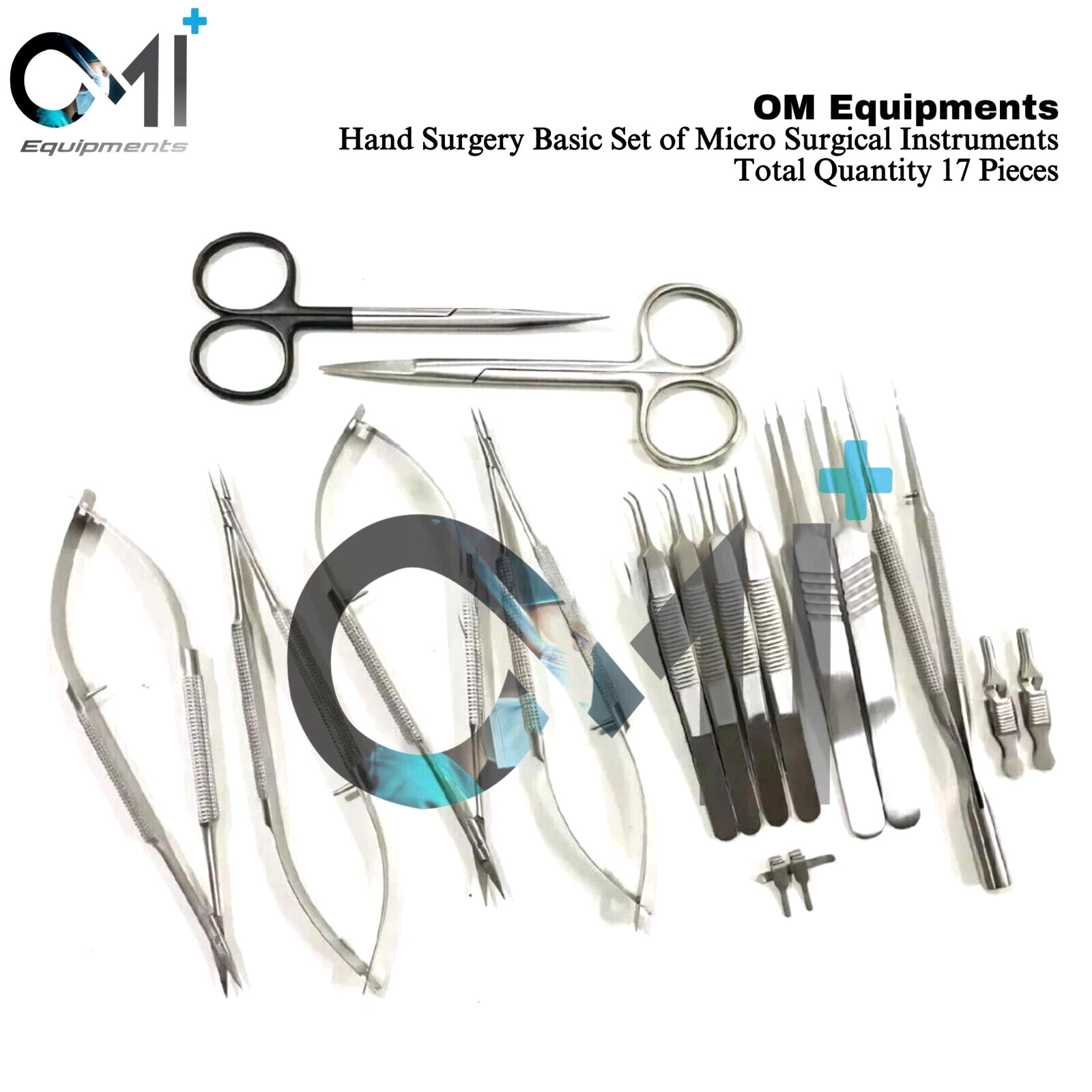 Hand Surgery Basic 17 PCS Set of Micro Surgical Instruments Stainless steel OMI