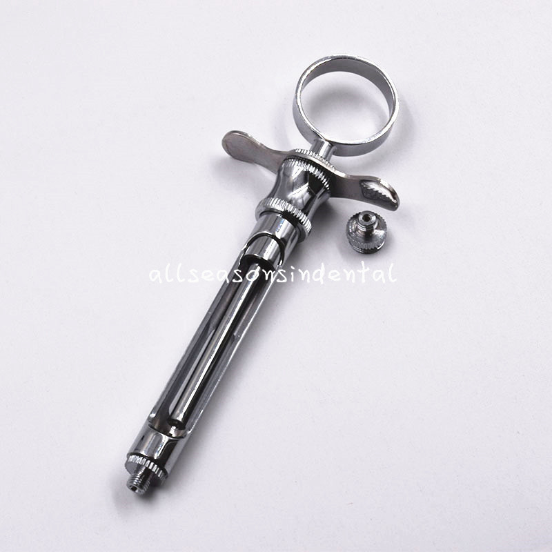 2 Pcs Dental Stainless Steel Surgical Instruments Aspirating Anesthetic Syringe