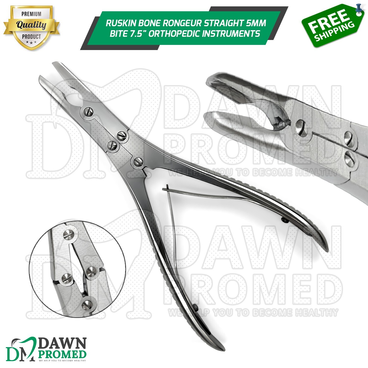 Ruskin Bone Rongeur Straight 5mm Bite 7.5″ Orthopedic Instruments German Grade