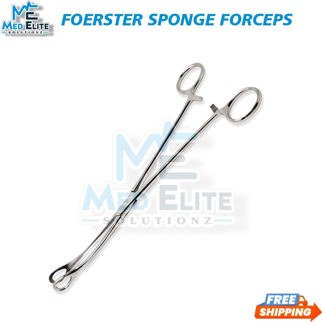 PREMIUM Foerster Sponge Forceps 9.50″ Curved Surgical Veterinary German Grade