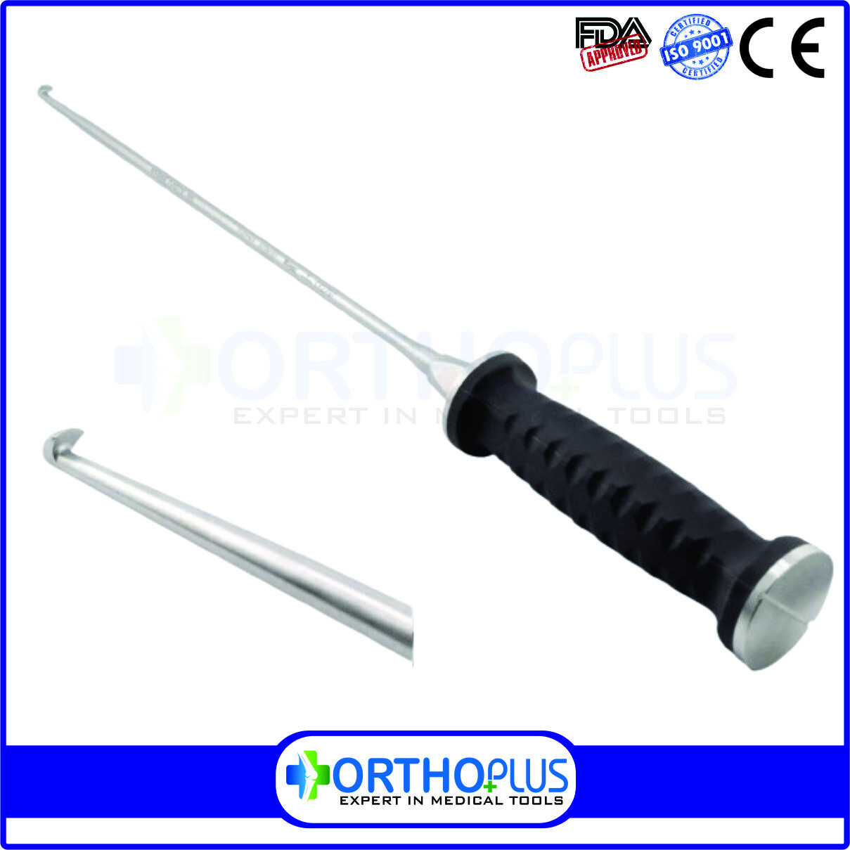 ORTHOPLUS (OP-O108) Orthopedic Spine Bone Reverse Curette 7mm 17 43cm long NEW