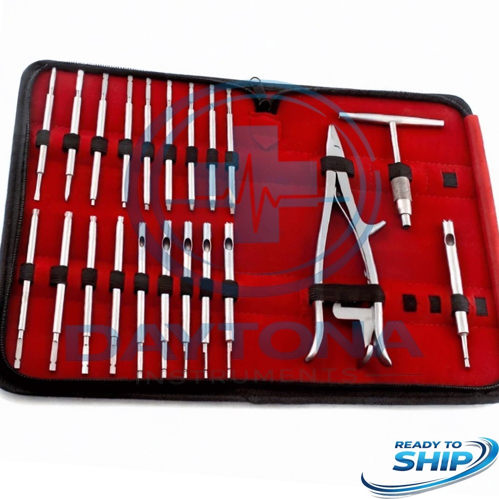 Broken Screw Removal Instrument 19 PCs Set With Case Orthopedics Broken