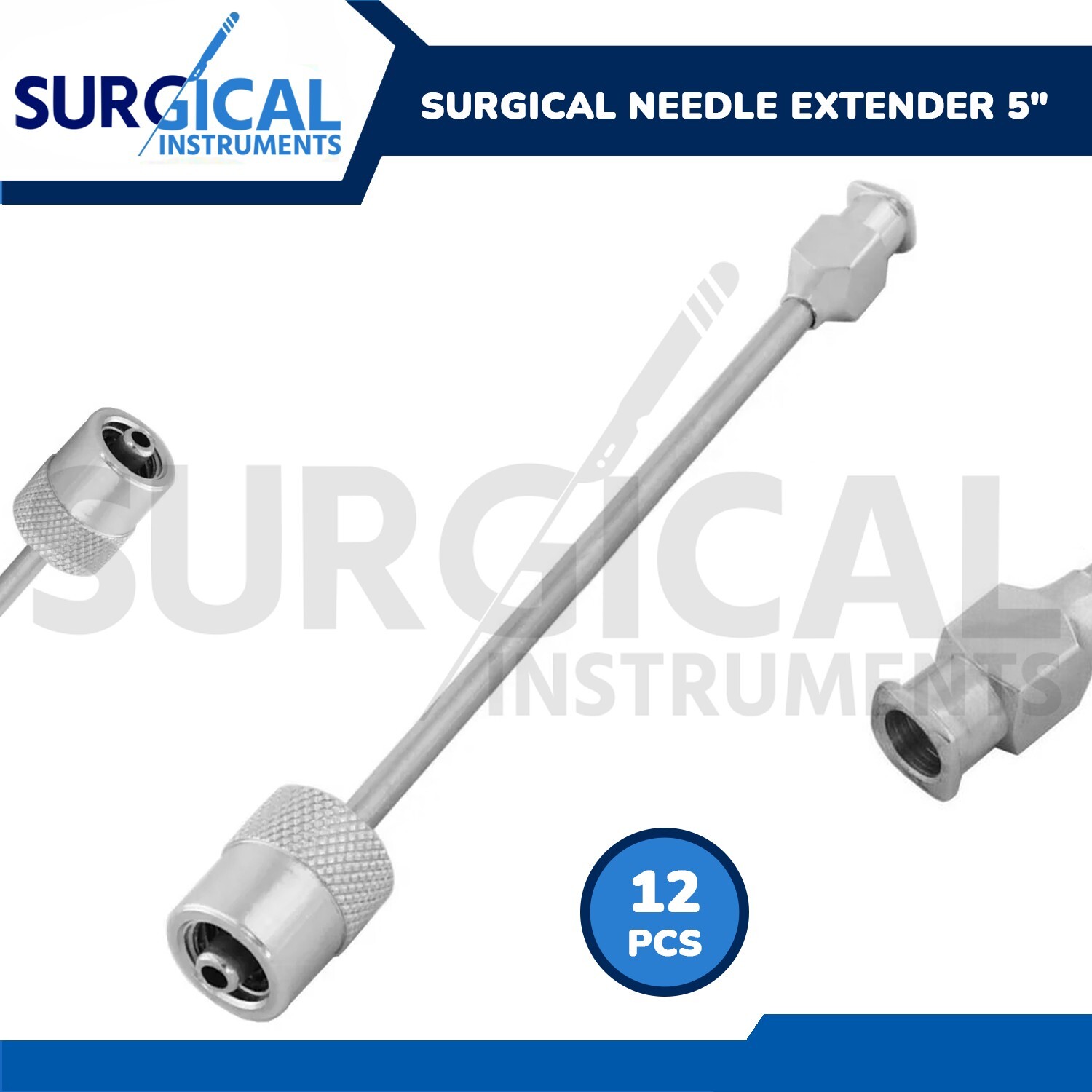 12 Pieces Surgical Needle Extender 5″ Stainless Steel Cervical Block German Grad