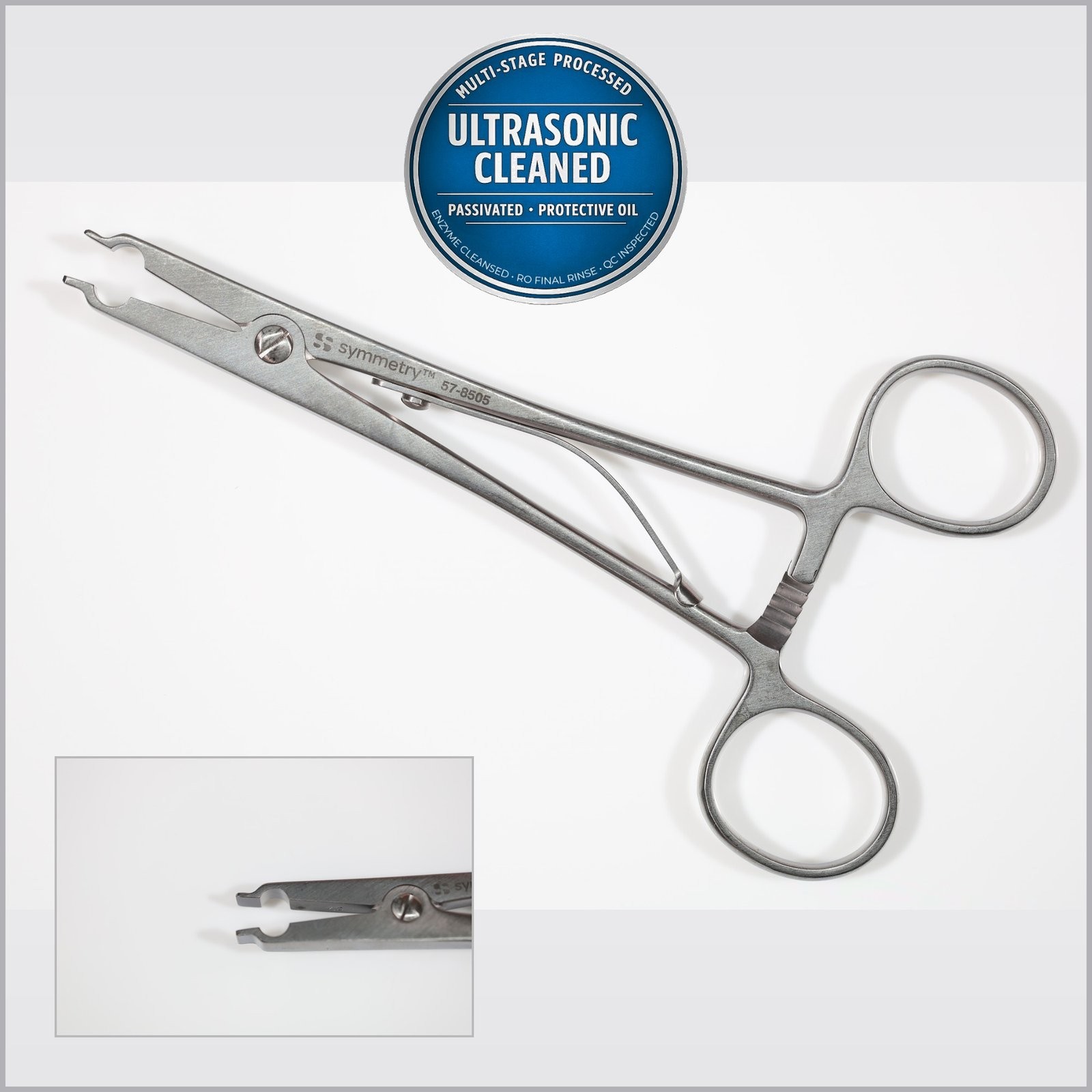 Symmetry 57-8505 Raney Clip Applier, Straight, 5mm Wide Tip, 6-1/4in