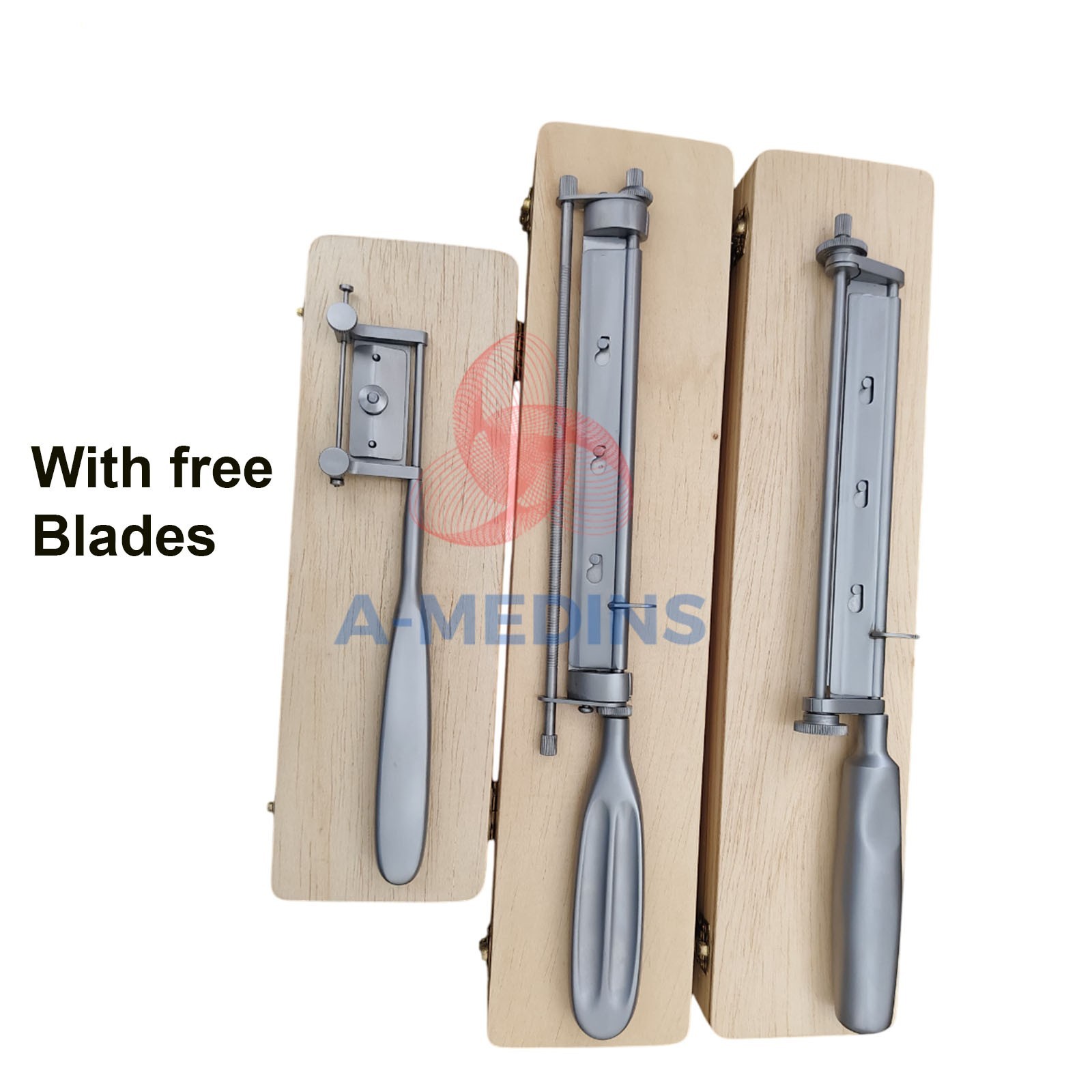 WATSON SKIN GRAFT KNIFE (Humby Dermatome) Skin Graft Knife 3IN1 with wooden Box