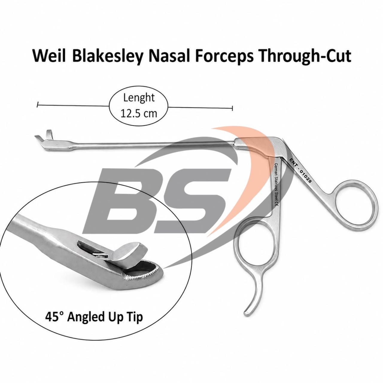 Weil Blakesley Nasal Forceps 12.5cm Length Through-Cut 45° Up ENT Instruments