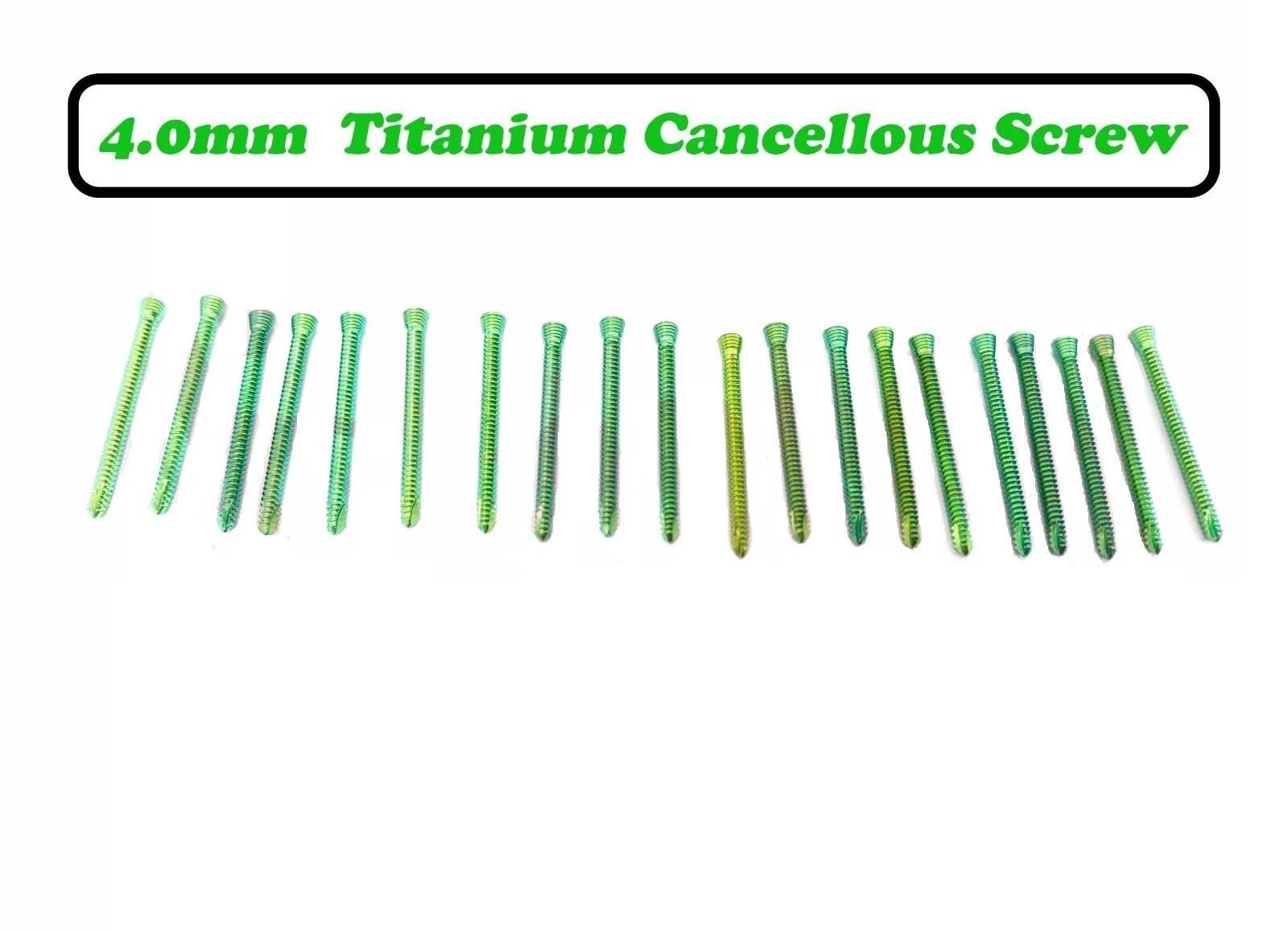 Veterinary 4.0mm Cancellous Titanium Screw instruments.