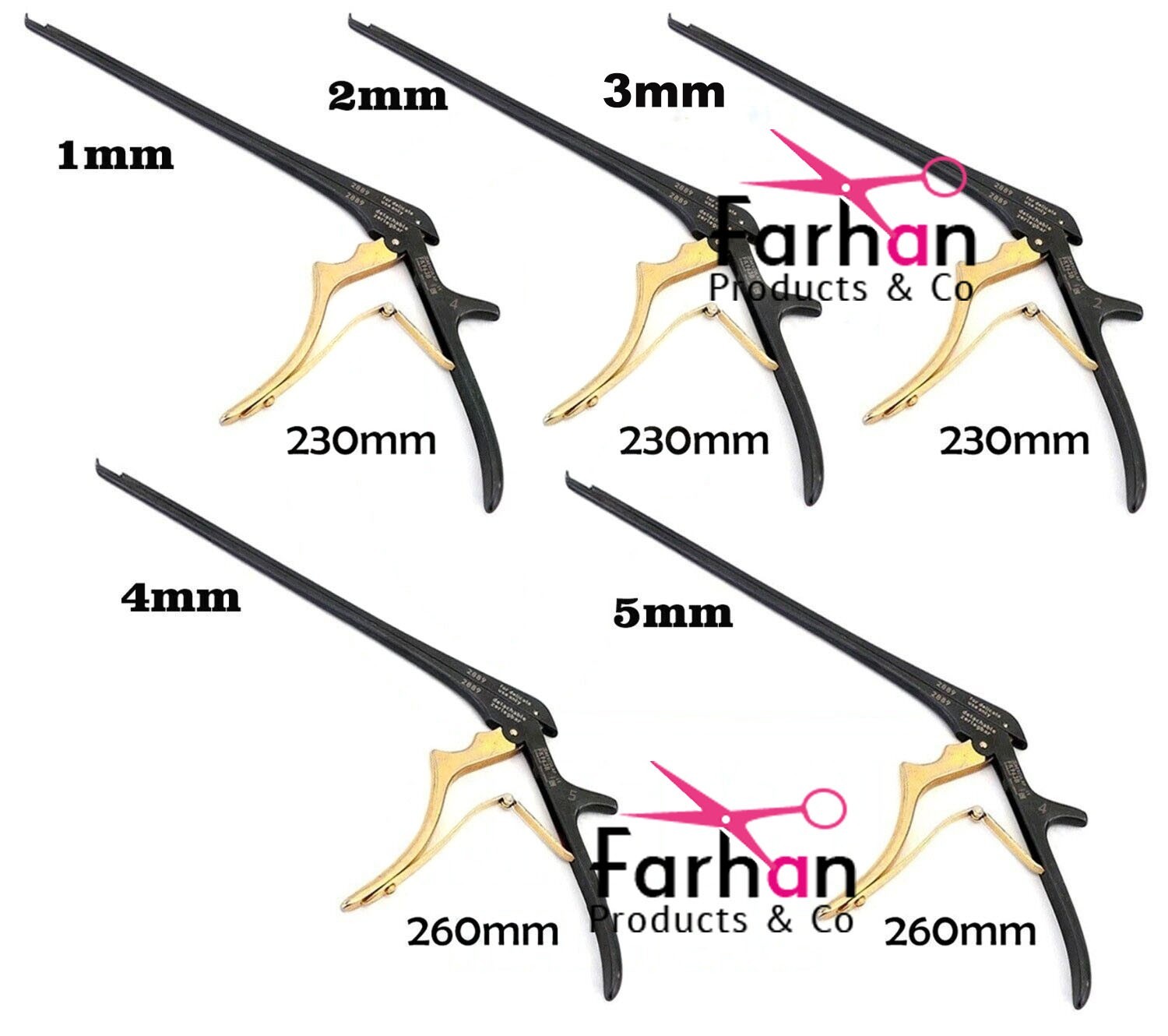 Aesculap FK903R Kerrison Rongeur Detachable 1mm,2mm,3mm,4mm,5mm X 40 X 230mm set