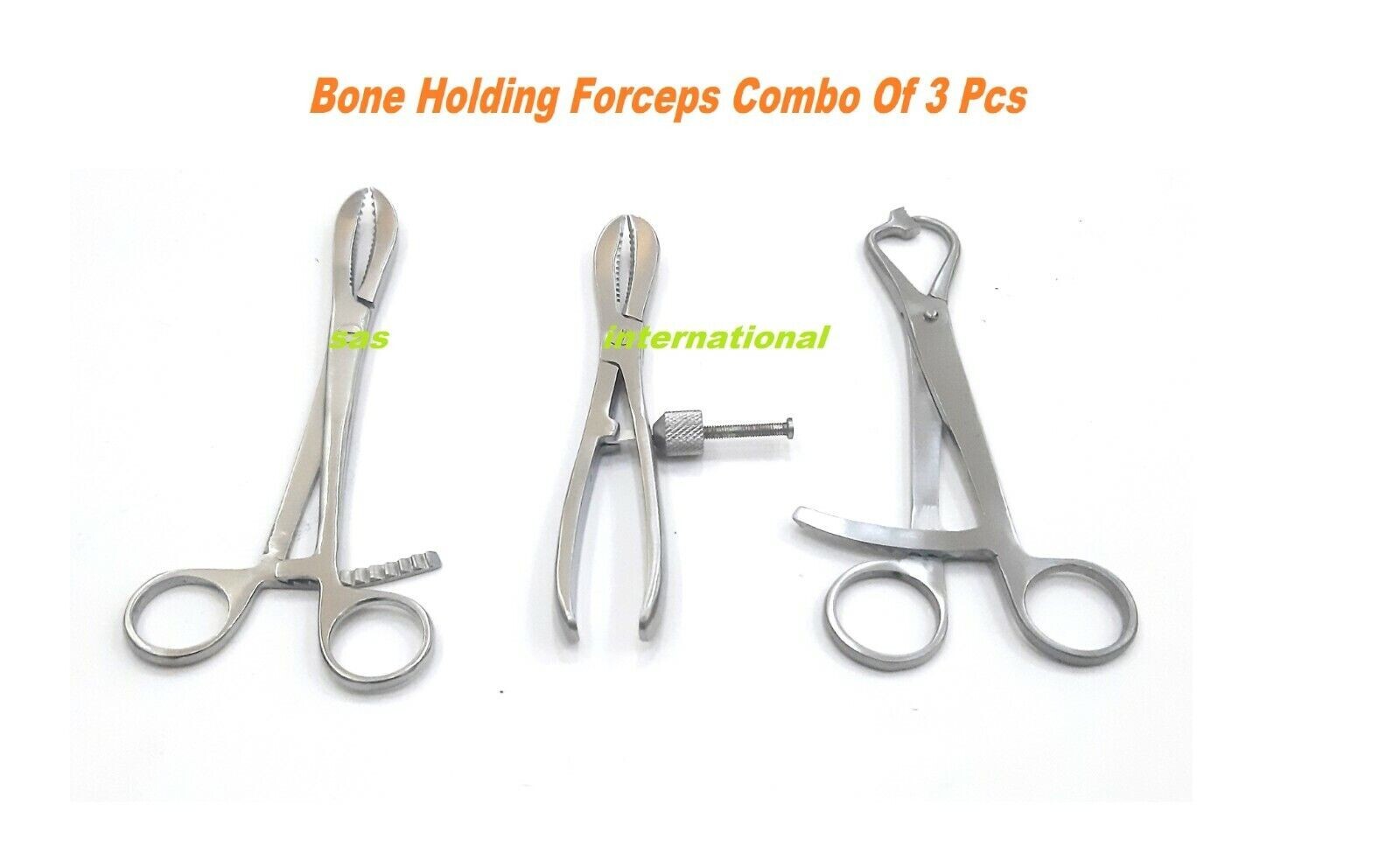 Orthopedic Bone Holding Forceps Combo of 3 pcs Surgical Instrument
