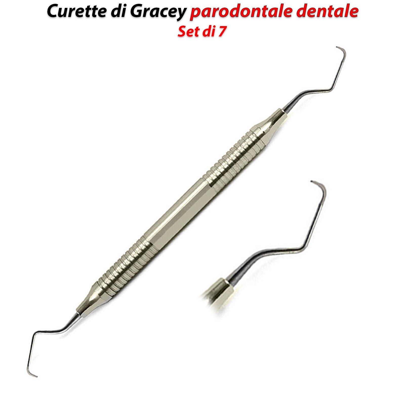 Dentale Gracey Curettes Manico Cavo strumenti parodontali chirurgici Set di 7