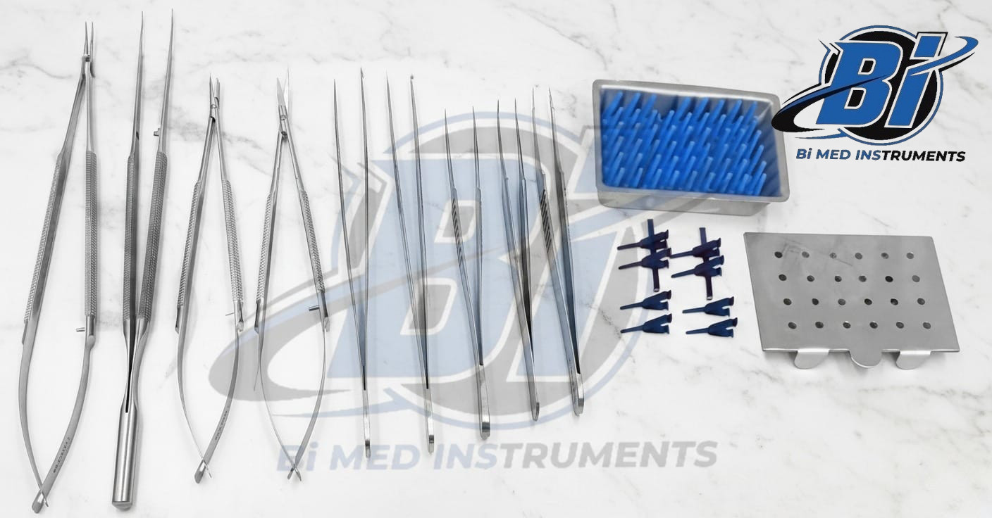 Micro Surgery Instrument Set 9 Pcs With Micro Vascular Clamp Plastic Surgery