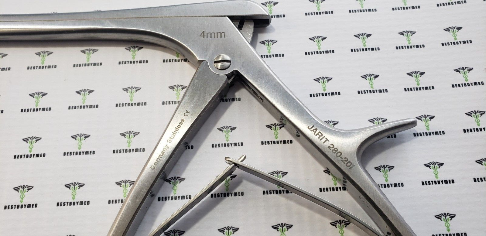 JARIT 280-201 Orthopedic Spurling Kerrison Rongeurs 40 Deg 4mm Up Bite 8″ Shaft
